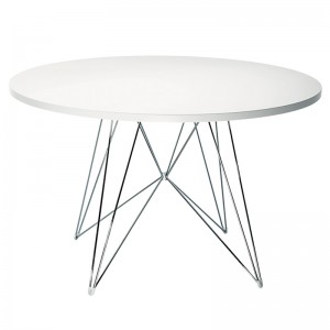 Mesa redonda xz3 Magis MDF blanco patas cromo