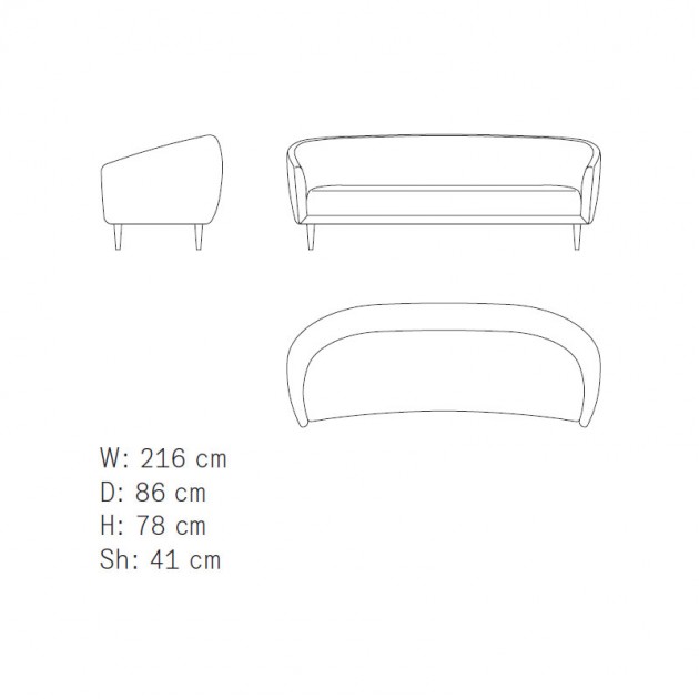 Medidas sofá 3 plazas Little Mother de Finn Juhl