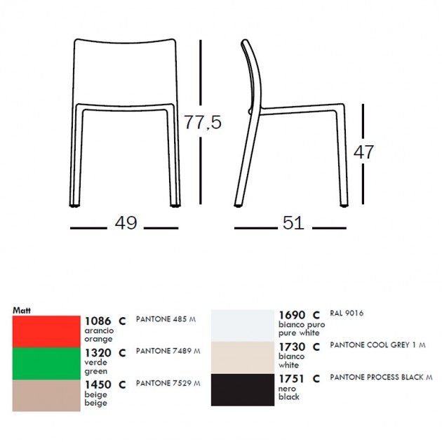 dimensiones y colores Silla Air Magis