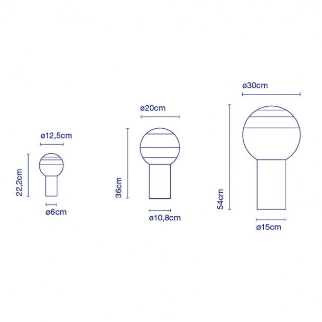 dimensiones lámparas sobremesa dipping light de Marset