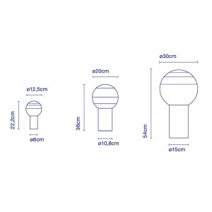 dimensiones lámparas sobremesa dipping light de Marset