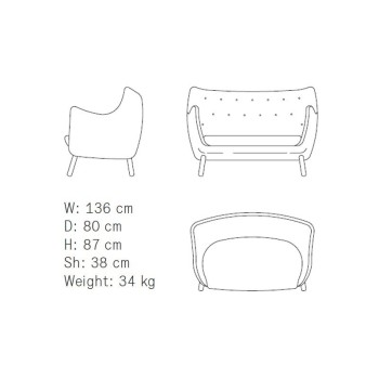 Medidas poet sofa Finn Juhl Medidas poet sofa Finn Juhl