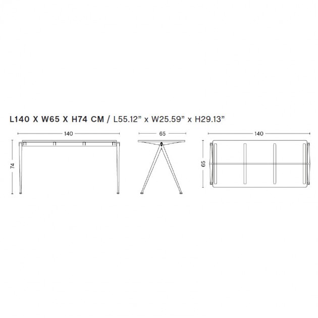 Medidas mesa Pyramid 01 de HAY en Moises Showroom