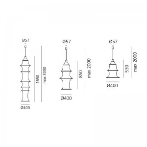 dimensiones Lámparas suspensión Falkland Danese Milano