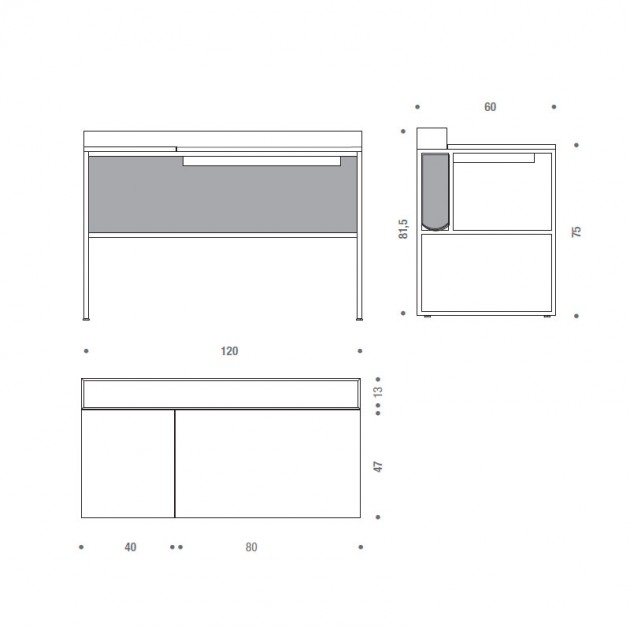 Medidas Venti Home de MDF Italia en Moises Showroom