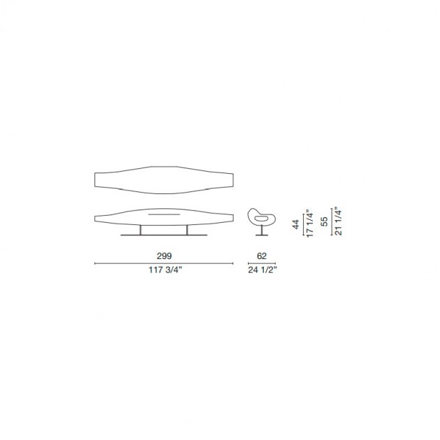 dimensiones Sofá Inout fibra de vidrio Cappellini