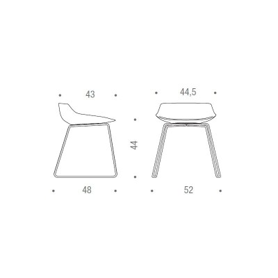 Flow Sgabello sgabello con MDF Italiabase a pattino Flow Sgabello sgabello con MDF Italiabase a pattino
