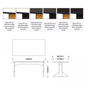 acabados y medidas mesa Kaari largo 160 cm Artek