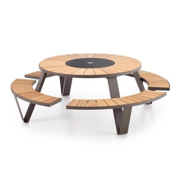 Mesa picnic Pantagruel iroko y acero negro extremis Mesa picnic Pantagruel iroko y acero negro extremis