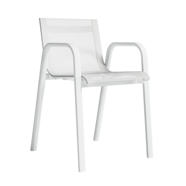 silla con brazos Stack apilable asiento Batyline blanco Gandia Blasco