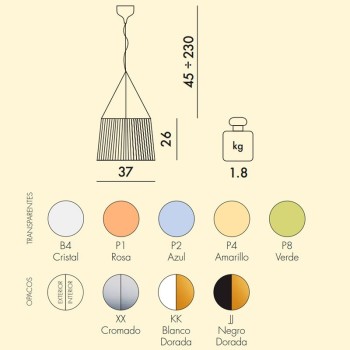 medidas y colores Lampara Gé Kartell medidas y colores Lampara Gé Kartell