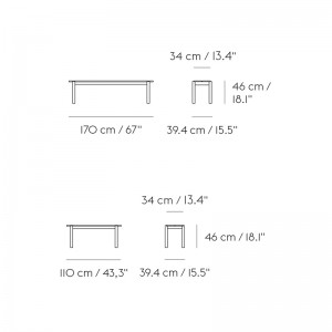 Medidas Banco Linear Wood de Muuto en Moises Showroom