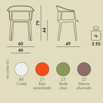 Silla Papyrus Kartell medidas y colores