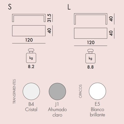 medidas y colores mesa auxiliar Invisible Side Kartell