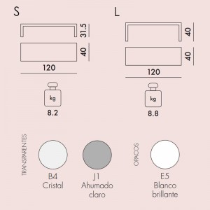 medidas y colores mesa auxiliar Invisible Side Kartell