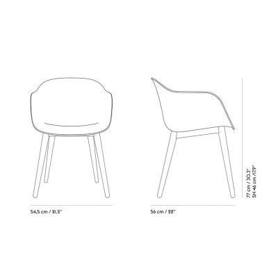 Medidas Fiber Armchair Wood de Muuto en Moises Showroom Medidas Fiber Armchair Wood de Muuto en Moises Showroom