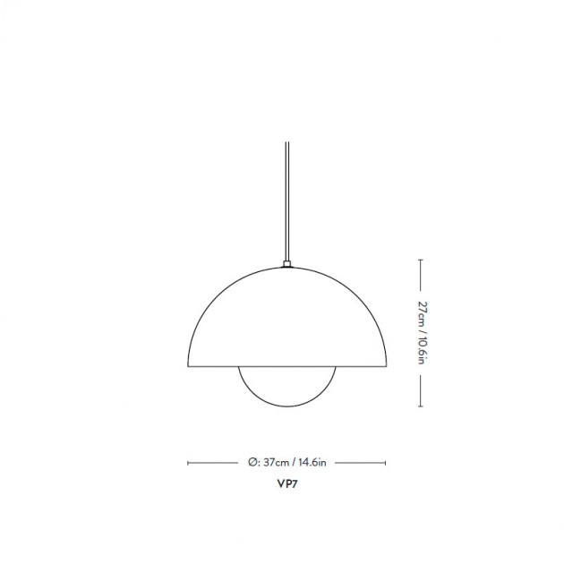 medidas lámpara suspensión Flowerpot VP7