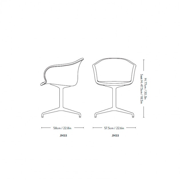 Medidas silla Elefy JH33 Andtradition