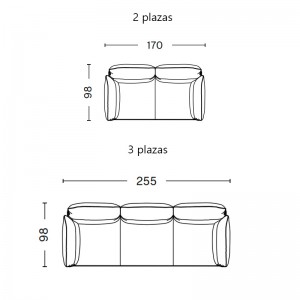 medidas sofá Pandarine cylindrical armrest