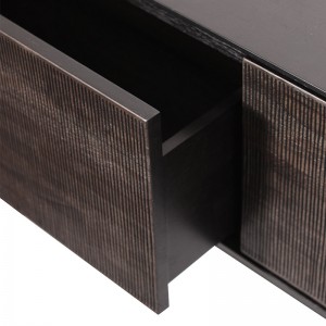 detalle cajón mueble de TV Grooves teca Ethnicraft