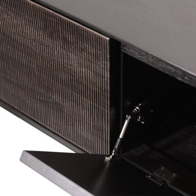 detalle puerta abatible mueble de TV Grooves teca Ethnicraft detalle puerta abatible mueble de TV Grooves teca Ethnicraft