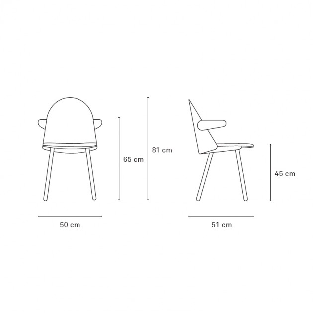 Medidas Silla UMA con reposabrazos de Teulat