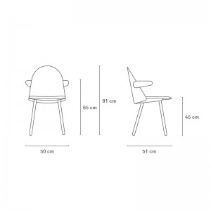 Medidas Silla UMA con reposabrazos de Teulat