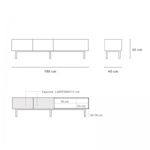 Medidas mueble TV Arista de Teulat en Moises Showroom