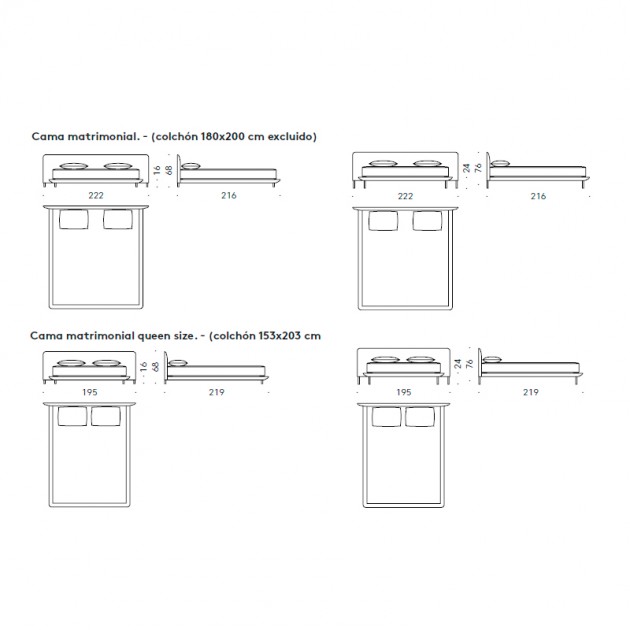 Medidas Cama Blendy - De Padova en Moises Showroom