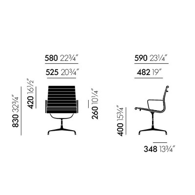 medidas silla Aluminium EA107 y EA108 Vitra medidas silla Aluminium EA107 y EA108 Vitra