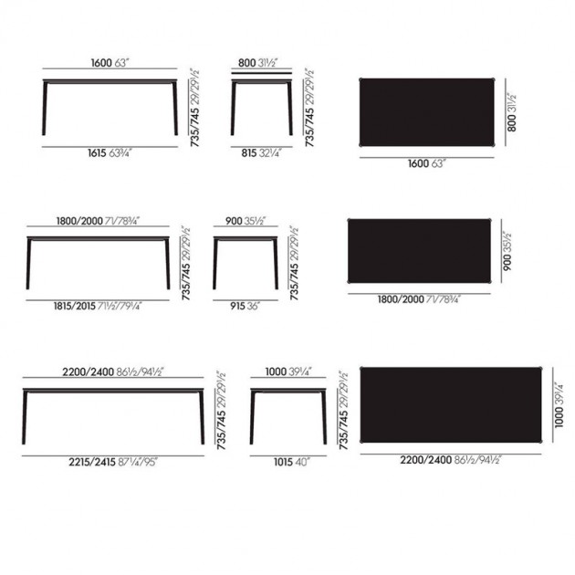 medidas mesa Plate Vitra