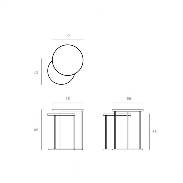 medidas mesa auxiliar Nesting set Ethnicraft