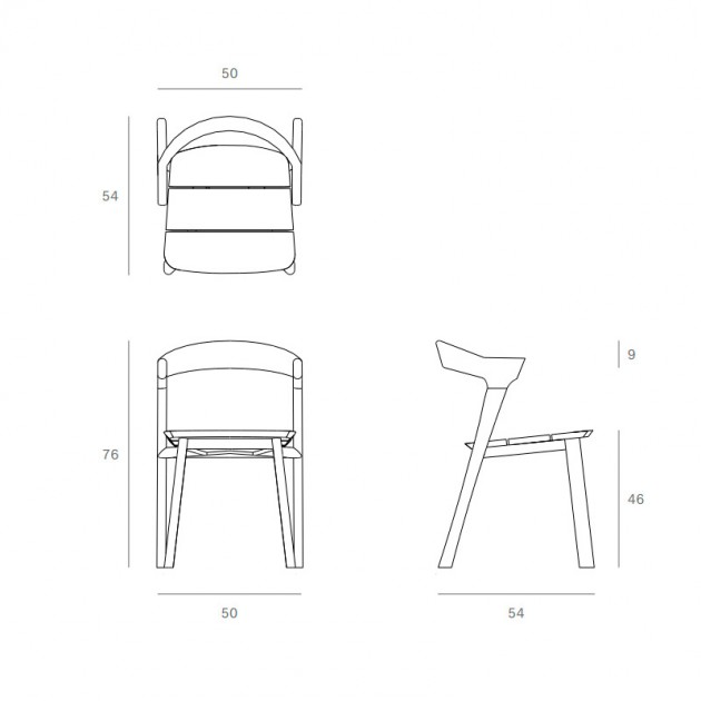 medidas silla Bok exterior teca Ethnicraft