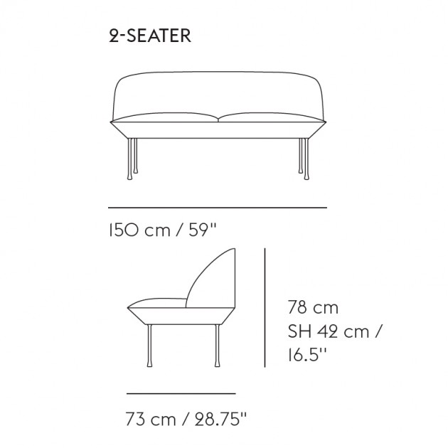 Medidas sofá Oslo 2 seater de Muuto en Moises Showroom