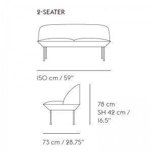 Medidas sofá Oslo 2 seater de Muuto en Moises Showroom