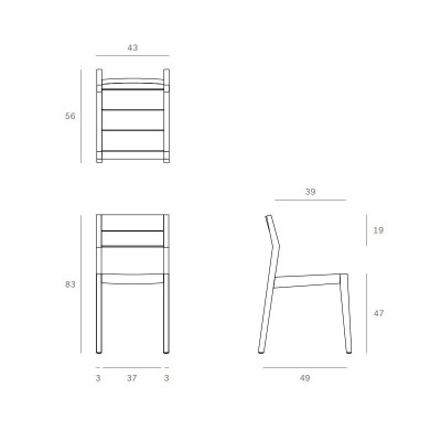 medidas silla EX1 teca Ethnicraft medidas silla EX1 teca Ethnicraft