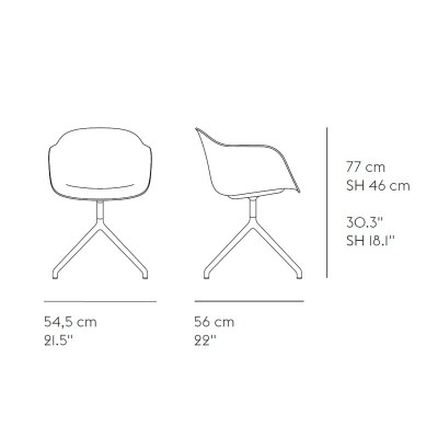 Poltrona de fibra Cadeira de base giratória sem retorno automático de Muuto