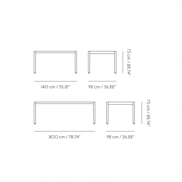 Medidas mesa Workshop table de Muuto en Moises Showroom