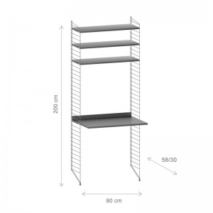 medidas configuración String system estantería escritorio pie