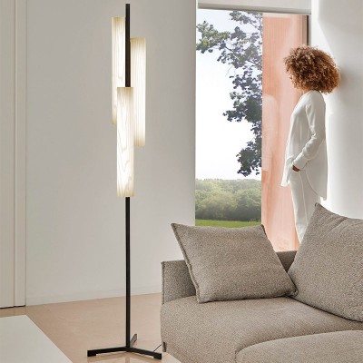 ambiente salón Lampara de pie Black note blanca pie negro LZF
