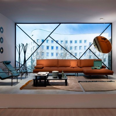 salón con sofá módulo chaiselongue Milano Zanotta salón con sofá módulo chaiselongue Milano Zanotta