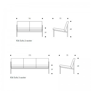 medidas Kiki sofa Artek