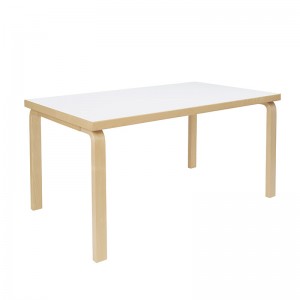 mesa Aalto Rectangular abedul natural sobre HPL blanco Artek