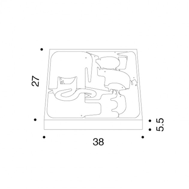 Puzzle 16 animales Danese Milano Enzo Mari medidas