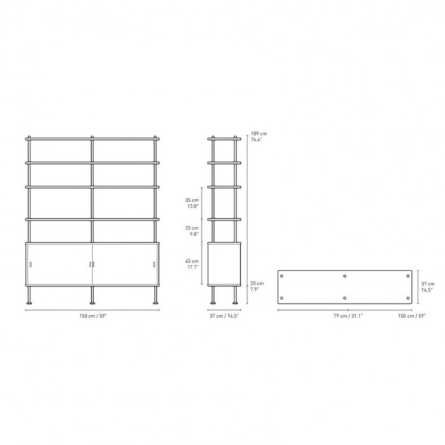 medidas estantería formato 3 BM0253 Carl Hansen