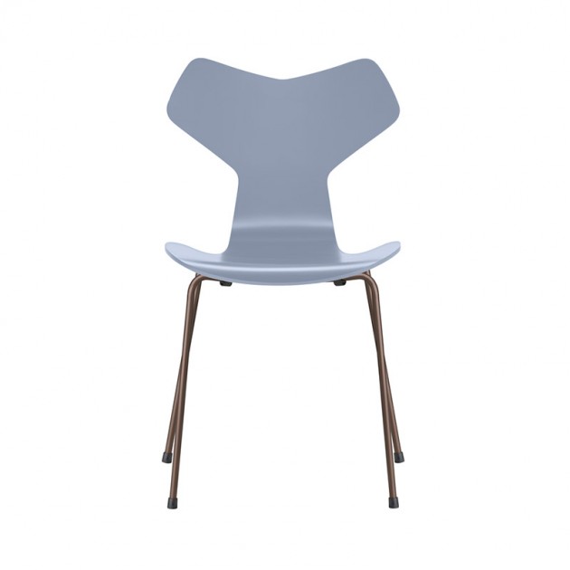 Fritz Hansen silla Grand Prix lacada azul lavanda pata bronce