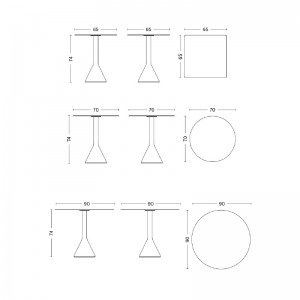 medidas mesa Palissade Cone HAY
