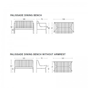 medidas banco comedor Palissade HAY