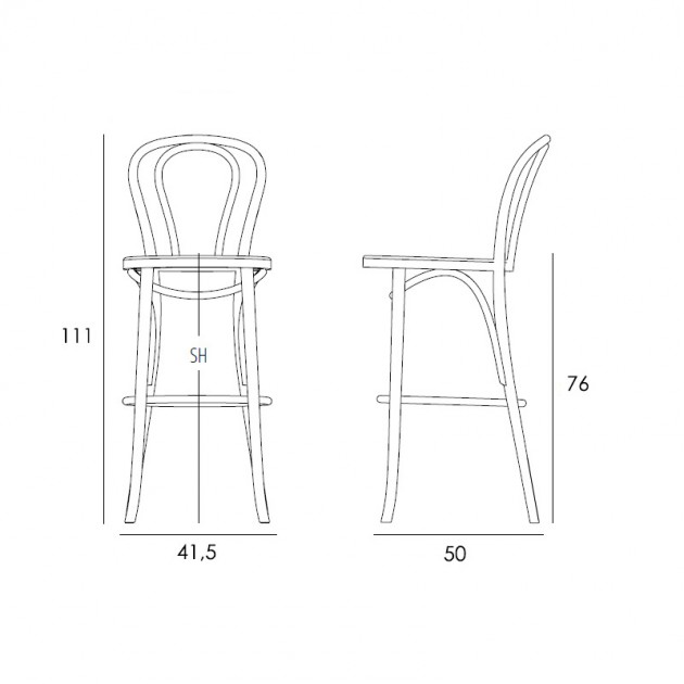 medidas taburete N.18 GTV Thonet Vienna