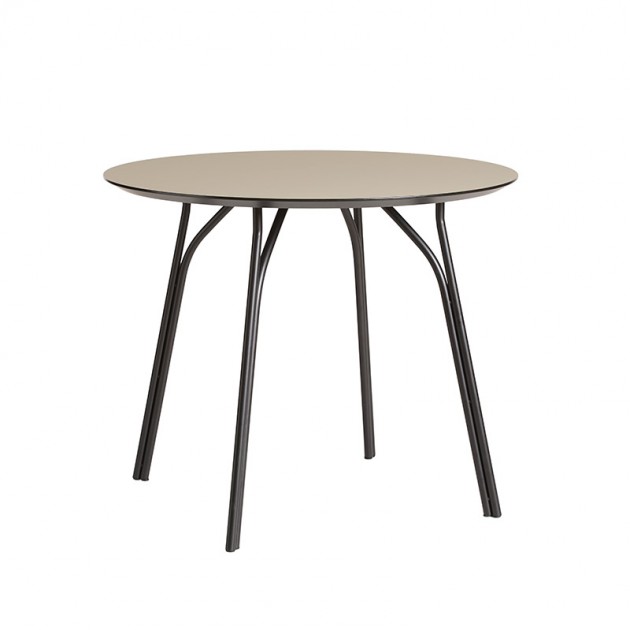 mesa comedor Tree diámetro 90 Woud beige/negro